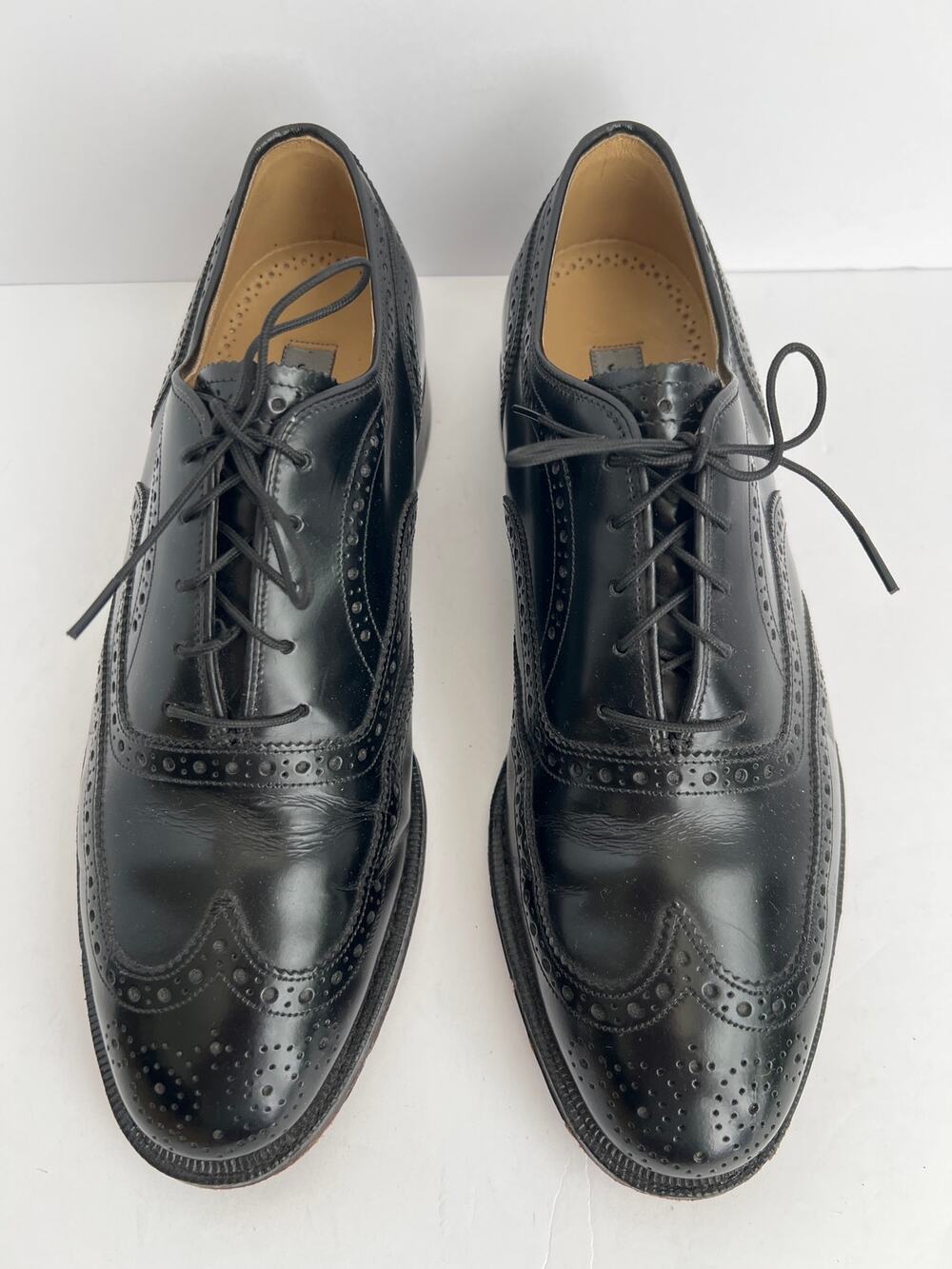 Johnston Murphy Black Leather Wingtip Oxfords Trampoline Comfort Dress Shoes 8D
